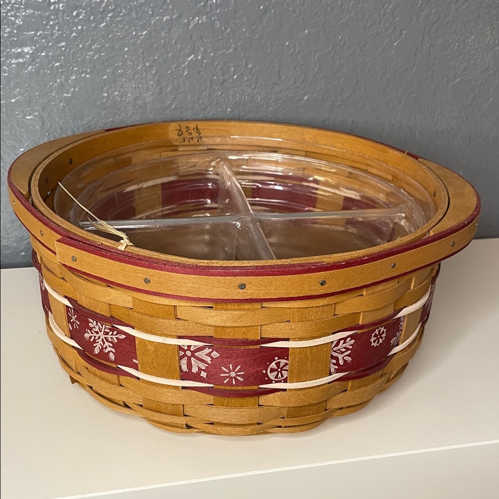Longaberger 2010 Holiday Hostess Large Falling Snow Basket Divided & protector - Picture 6 of 11
